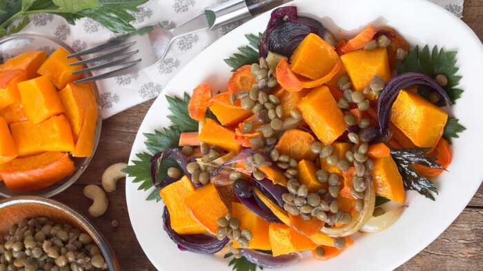 Kürbis-Linsen Salat
